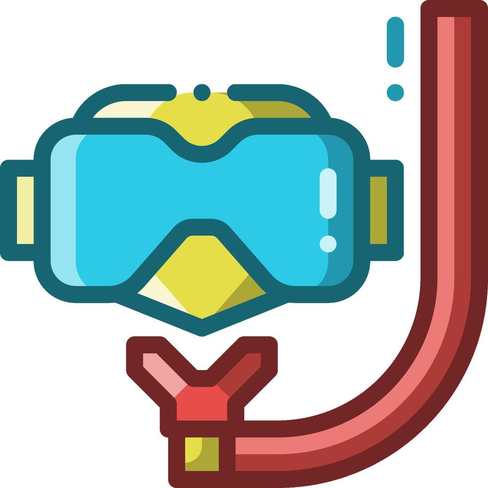 A diving mask and snorkel with a red tube vector