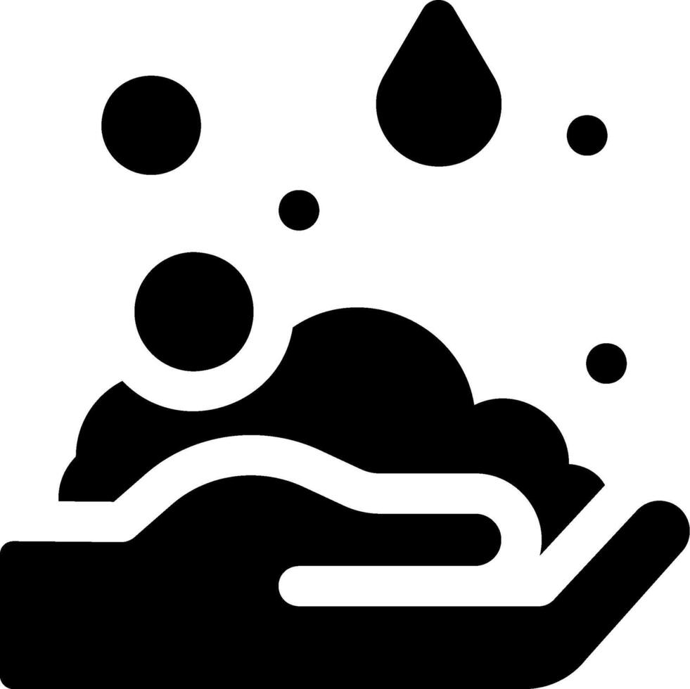 A black and white icon of a hand washing a hand vector