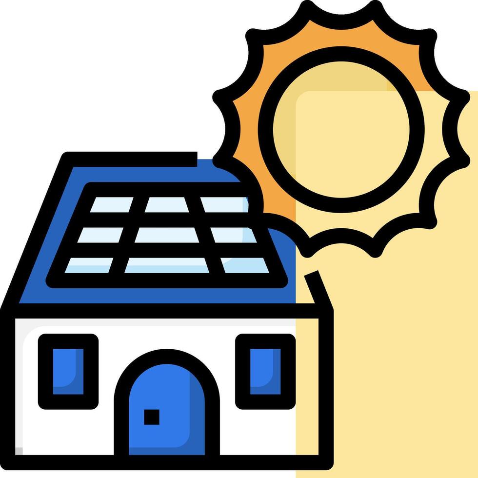 A house with a solar panel on the roof vector