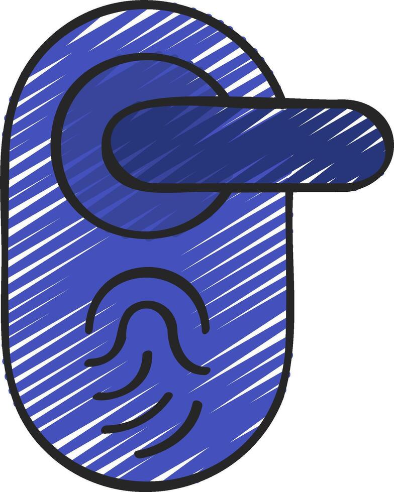A blue door handle with a fingerprint scanner vector