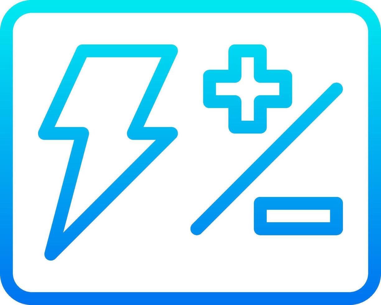 A blue and white icon with a lightning bolt and a plus sign vector