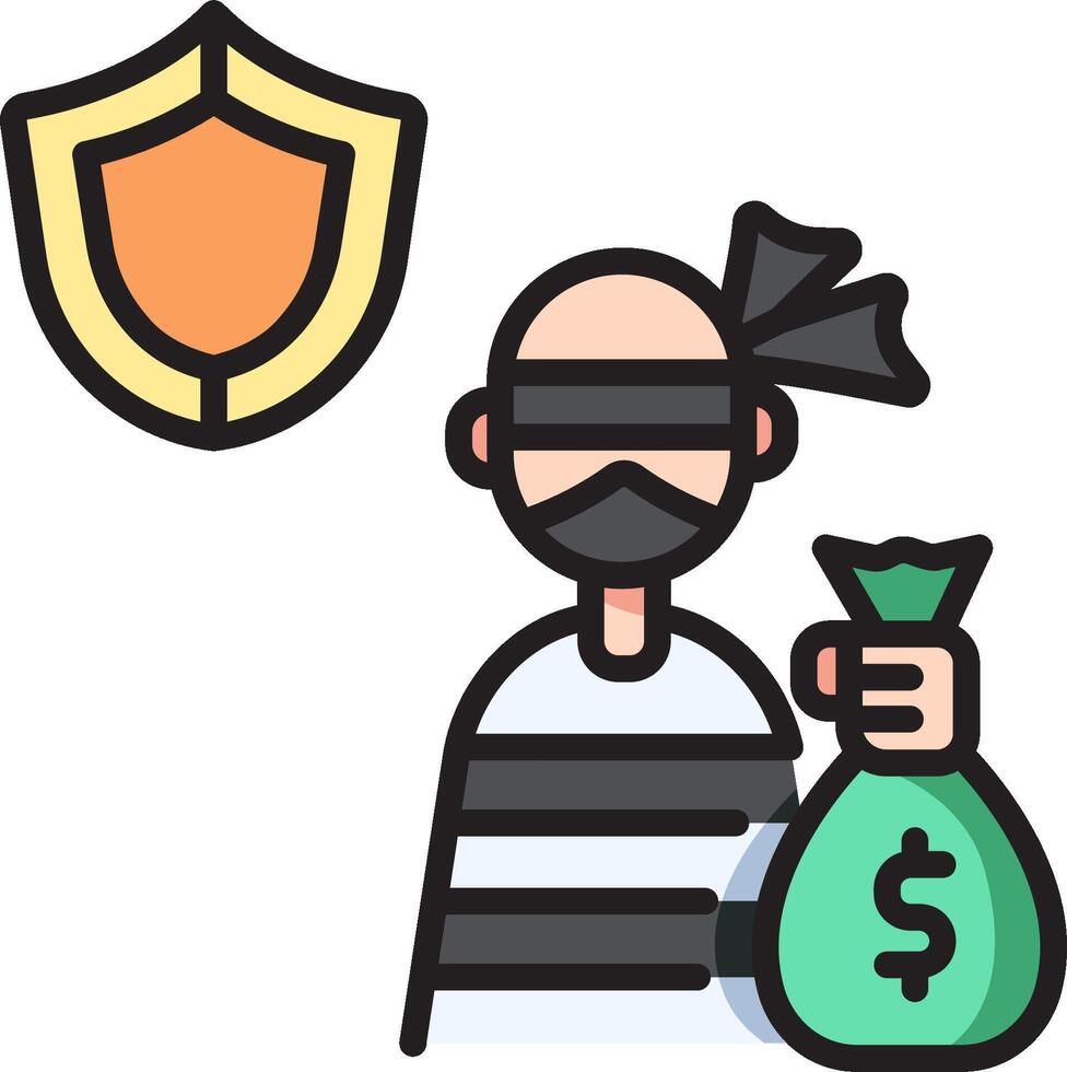 A man with a mask and money bag holding a shield vector