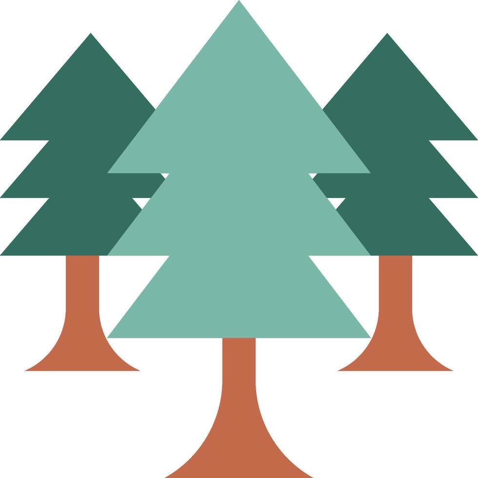 Three trees with green leaves and brown trunks vector
