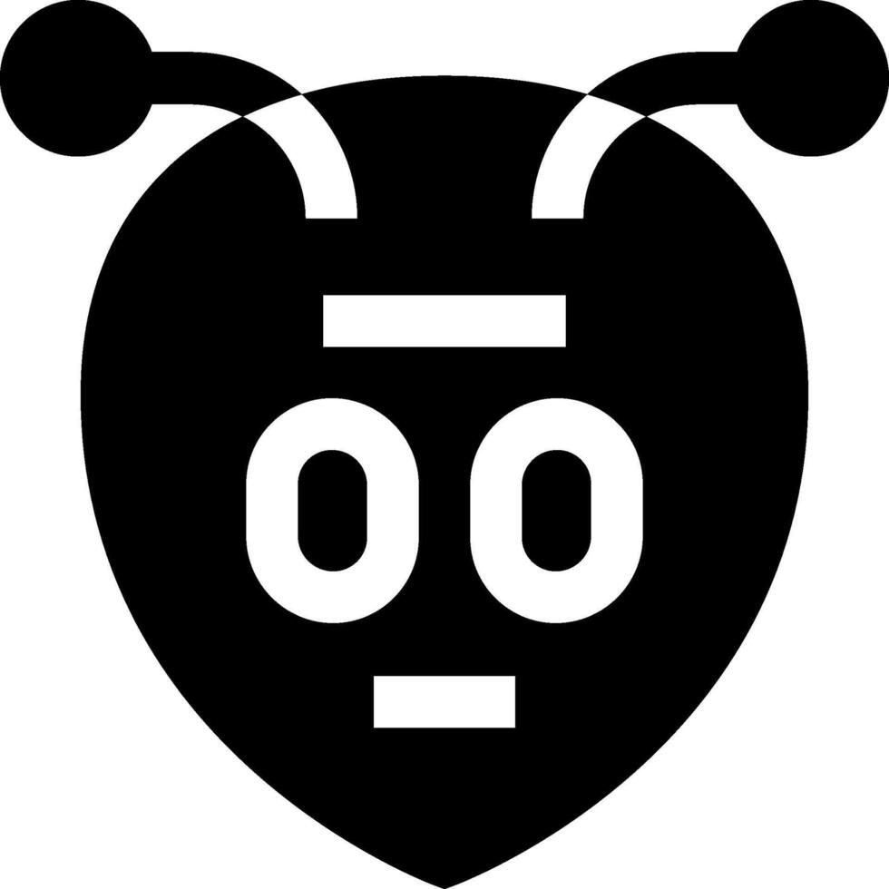 A black and white logo of a bee with two eyes vector
