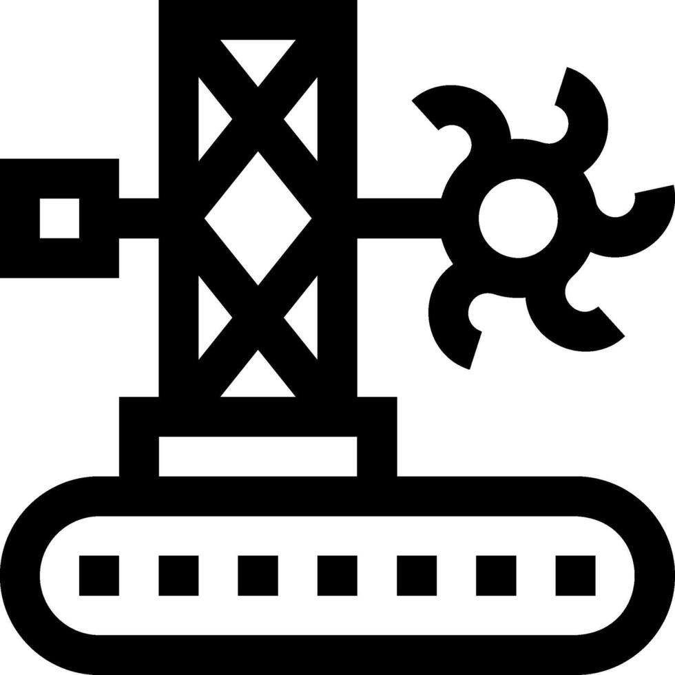 A black and white icon of a crane vector