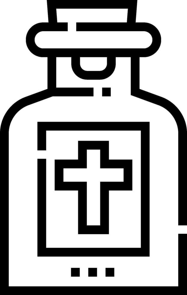 A black and white image of a bottle with a cross on it vector