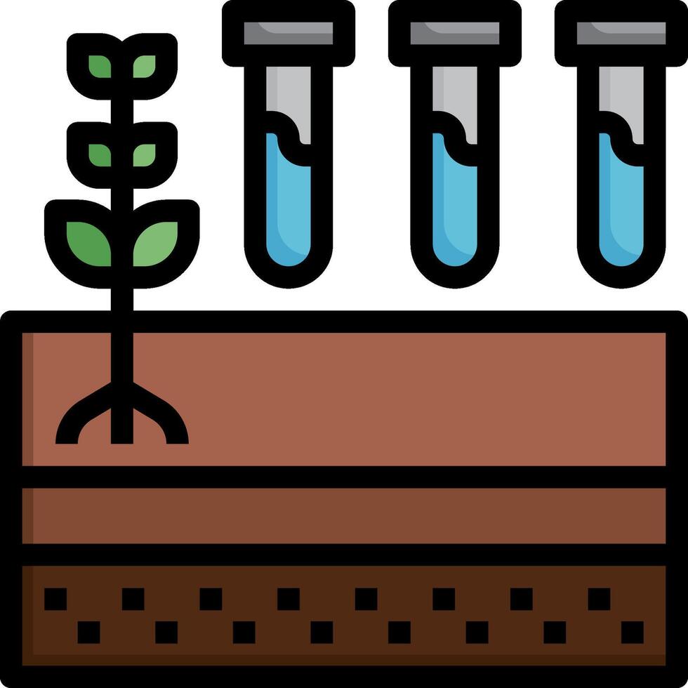A plant growing in soil with two test tubes and a plant vector