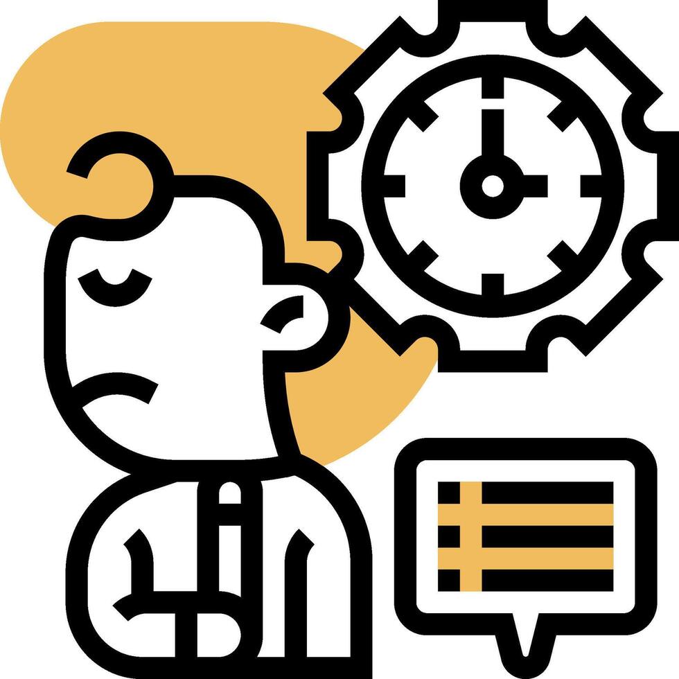 A man with a clock and a phone next to him vector