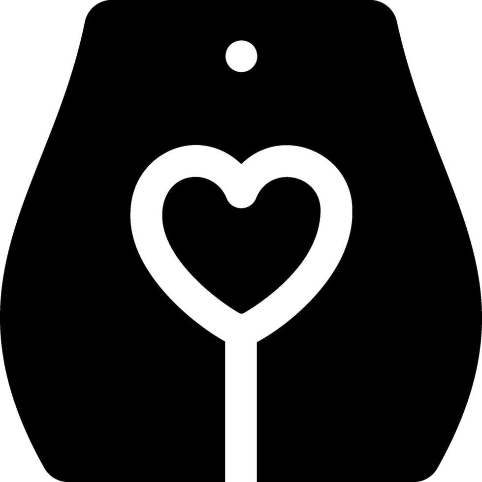 A black and white heart shaped object with a handle vector