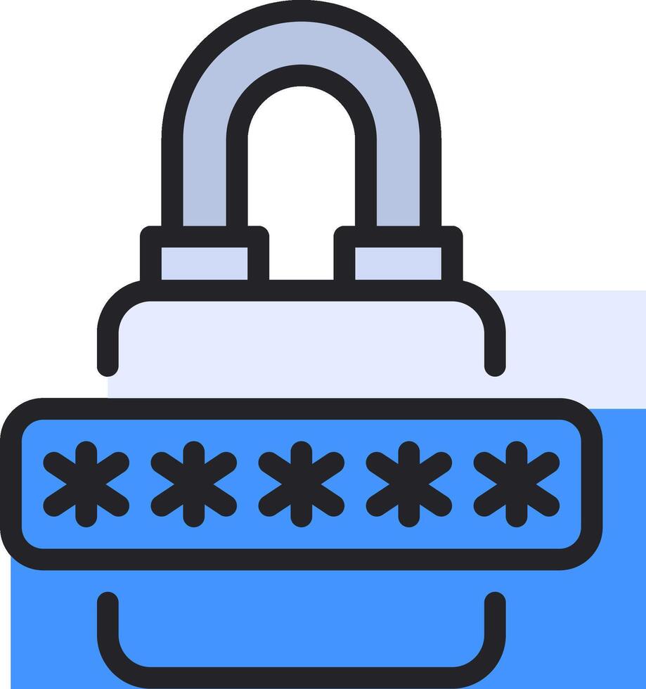 A blue padlock with a key on it vector