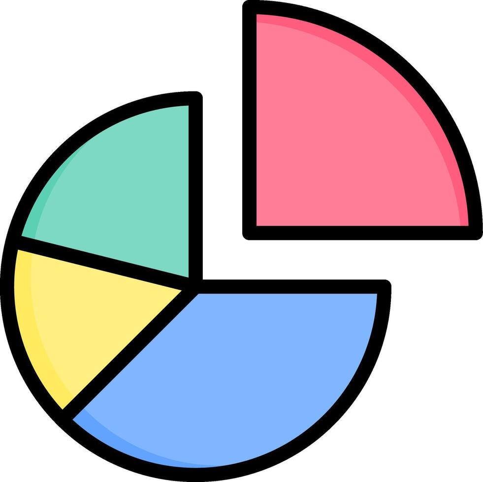 A pie chart with four different colors vector