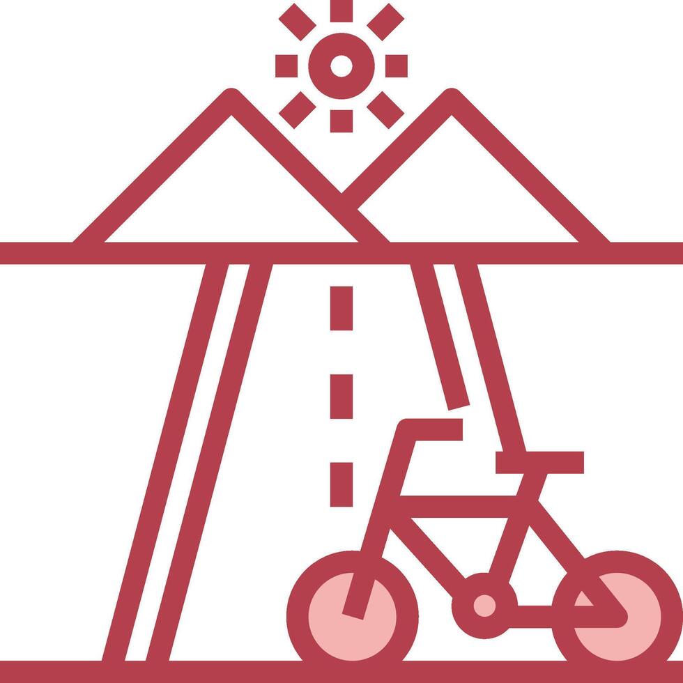 A bicycle is on a road with mountains in the background vector