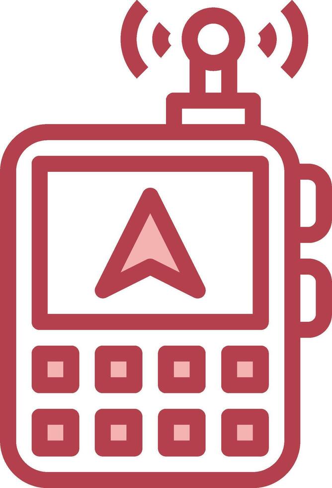 A red and white phone with a compass icon vector
