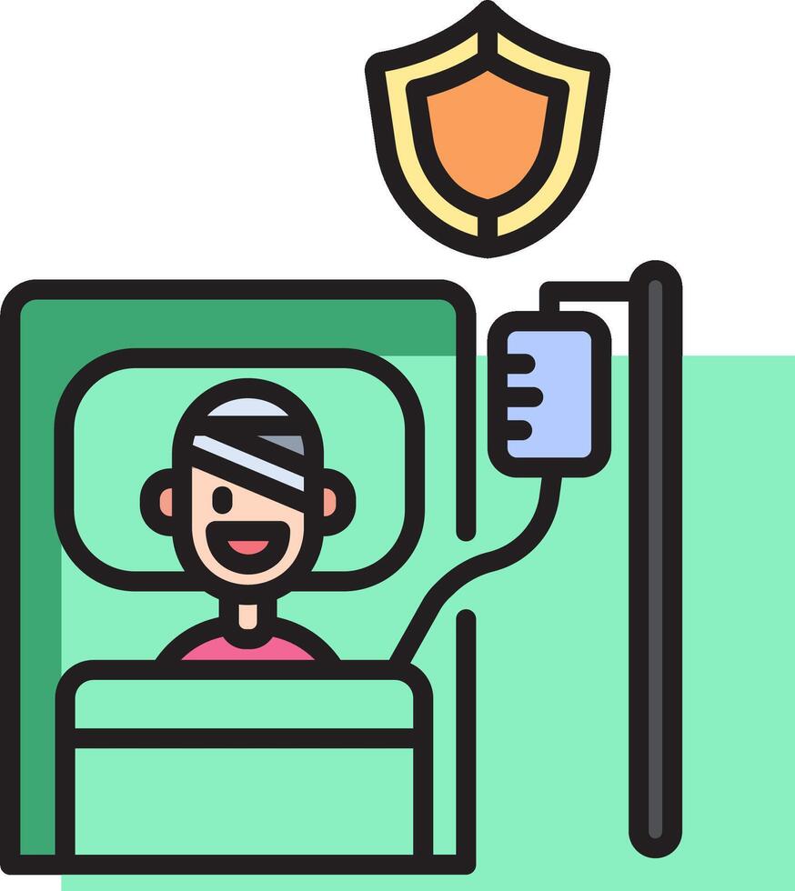 A man in a hospital bed with a shield over it vector