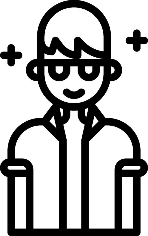 A black and white icon of a man with glasses vector
