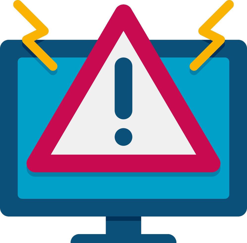 A computer monitor with a warning sign on it 51722939 Vector Art at ...