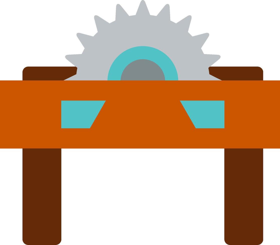 A saw blade on a table with a wooden base vector