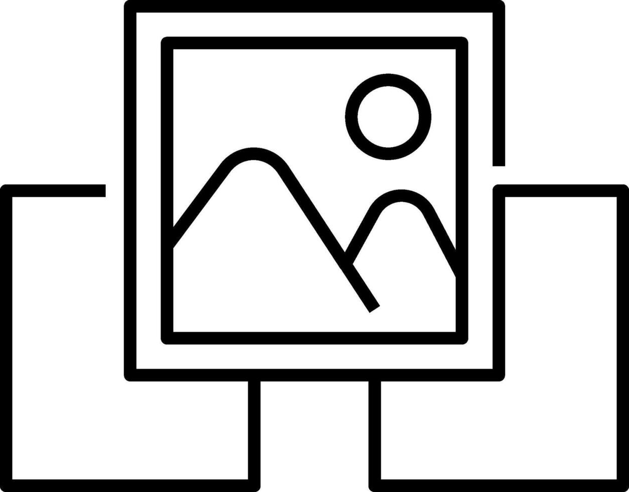 A black and white image of a mountain and a photo vector