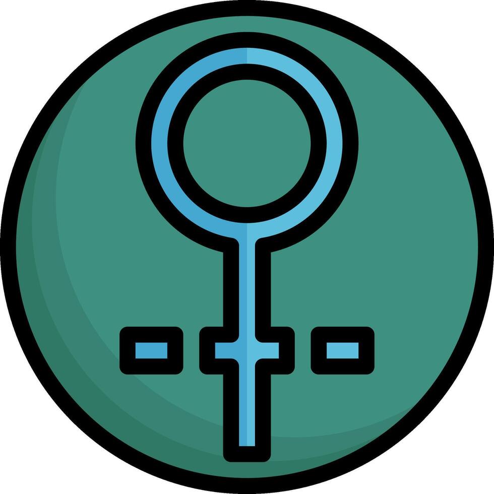 A female symbol in a circle with a blue outline vector