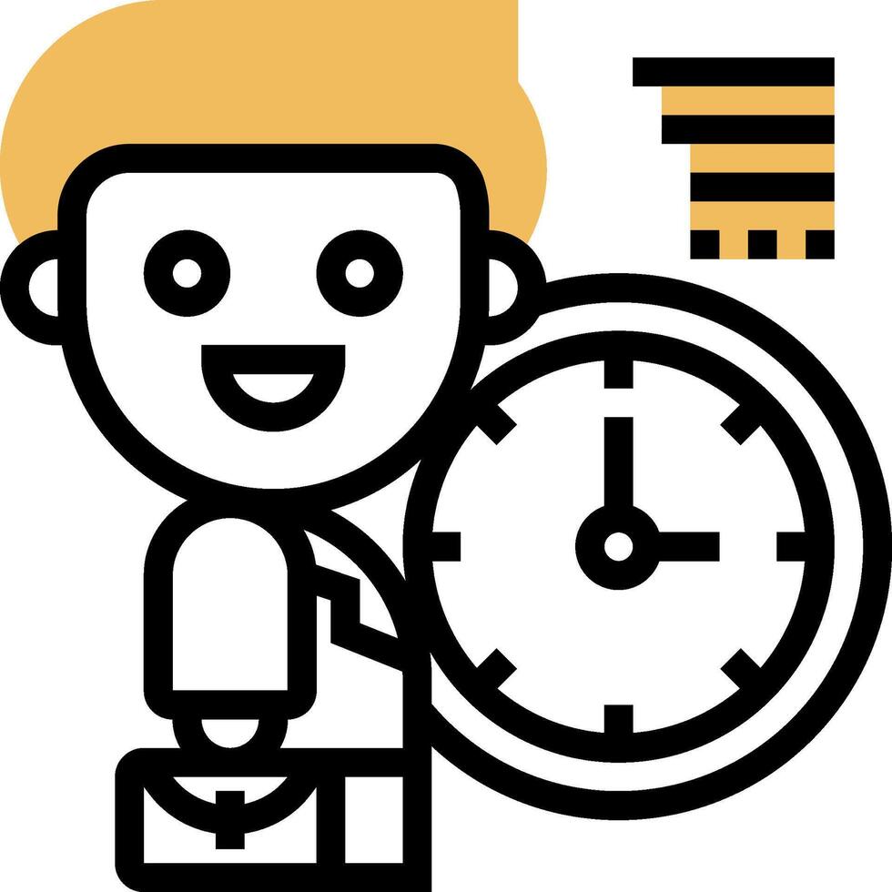 A cartoon man holding a clock and a briefcase vector