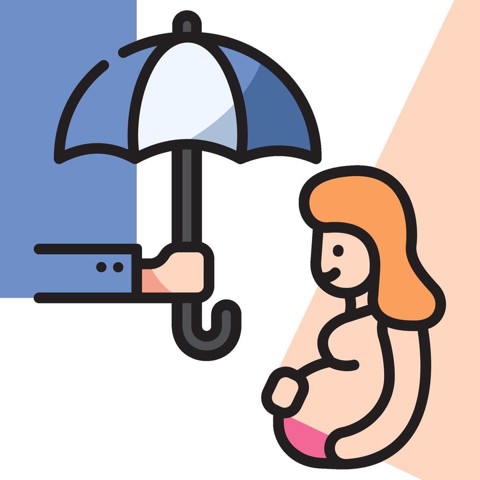 An illustration of a pregnant woman holding an umbrella vector