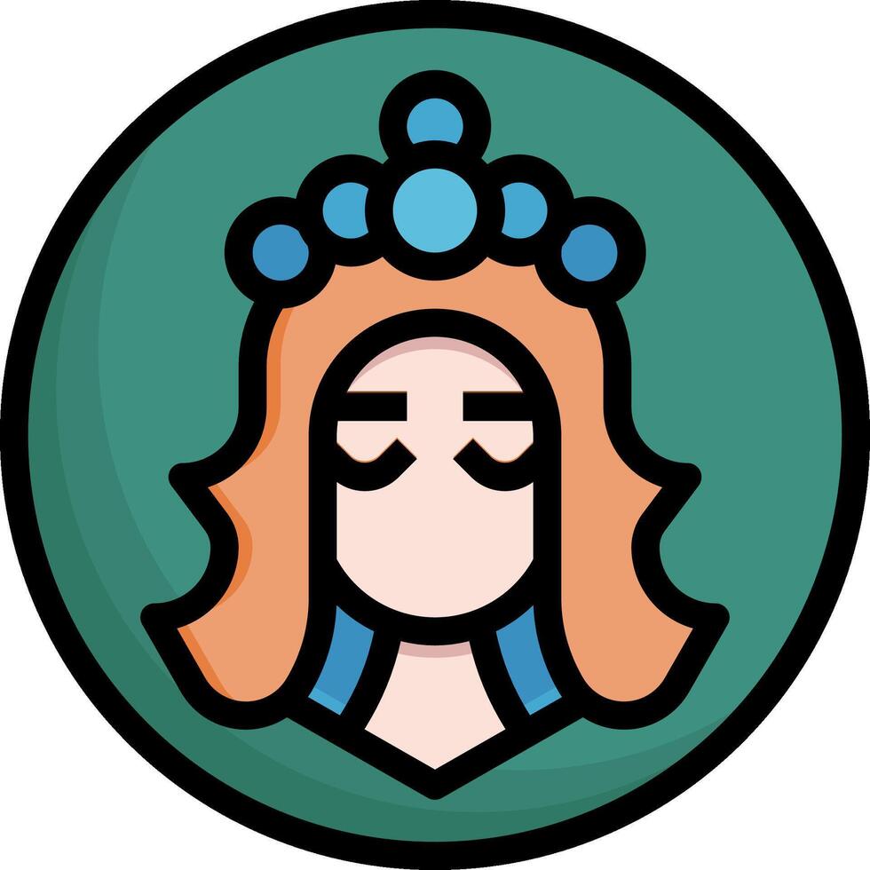A woman with a crown on her head in a circle vector