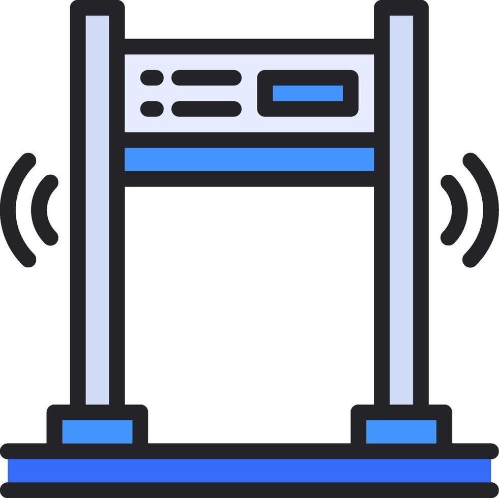 A blue and white sign with a computer and a microphone vector