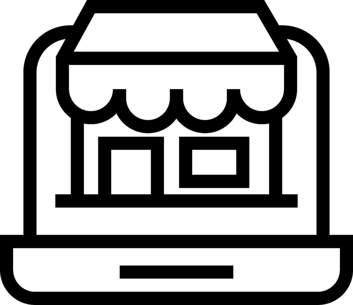 A black and white icon of a store vector