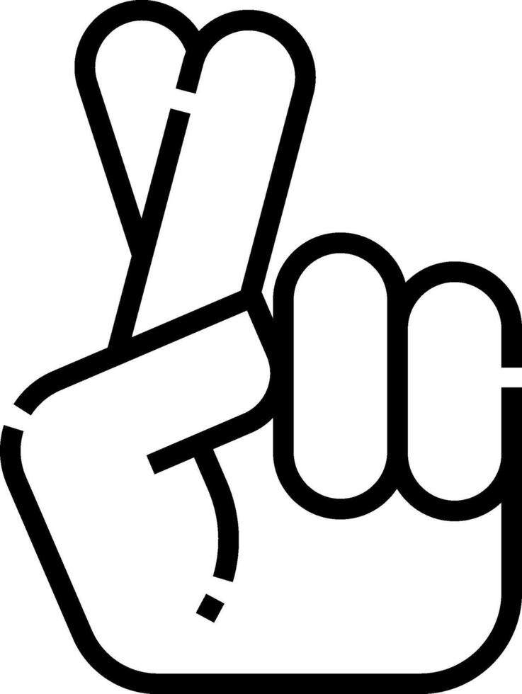 A black and white hand with two fingers up vector