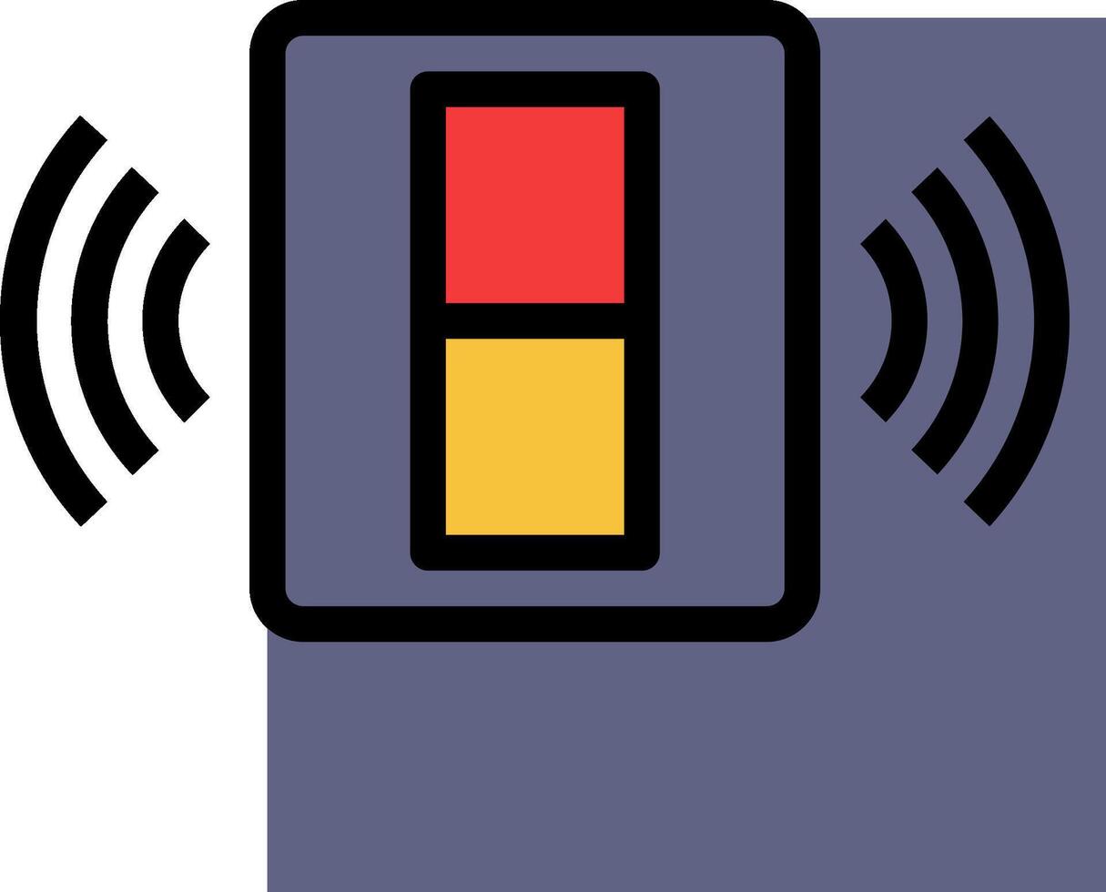 A red and yellow light switch with a yellow and red button vector