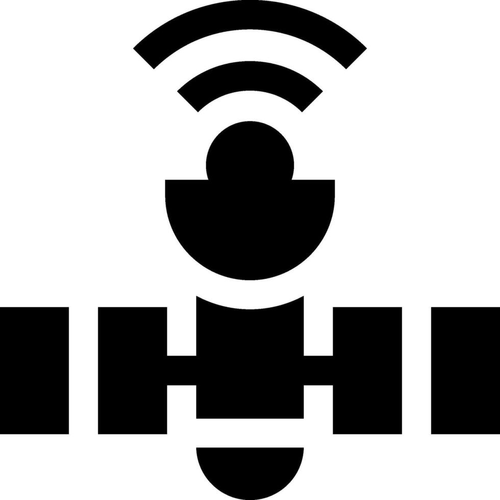 A black and white image of a satellite with wifi vector