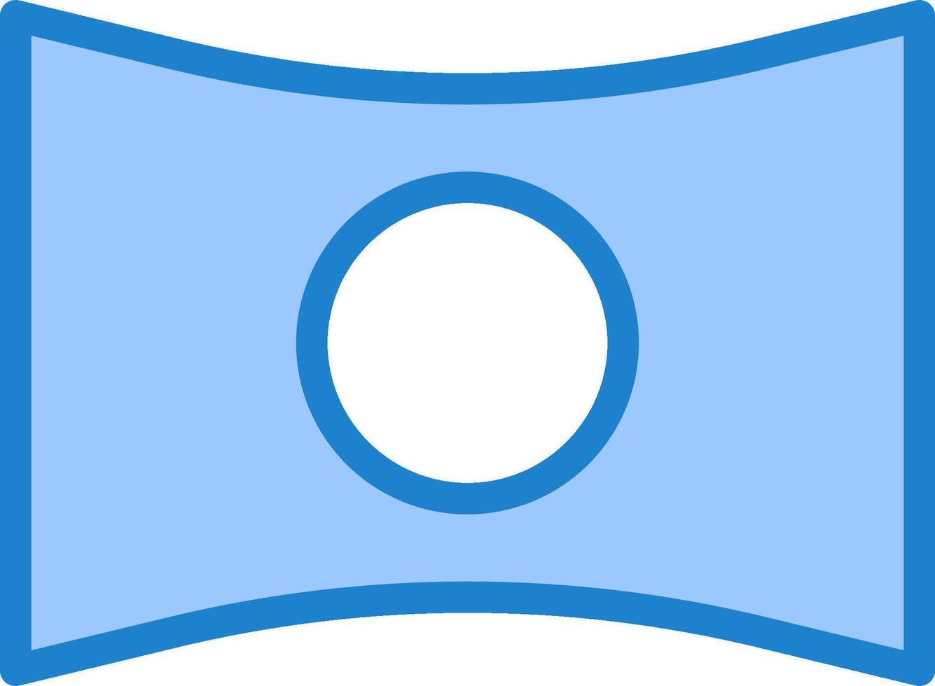 A blue and white curved shape with a white oval vector