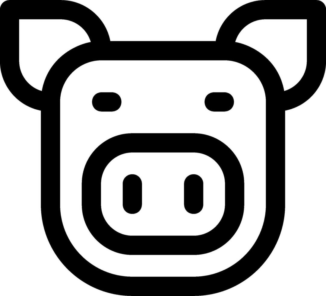 A black and white pig head icon vector