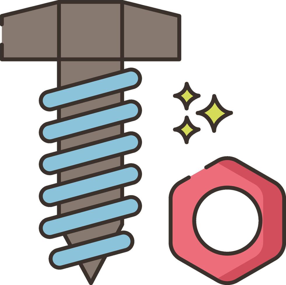 A screw and nut are shown next to a star vector