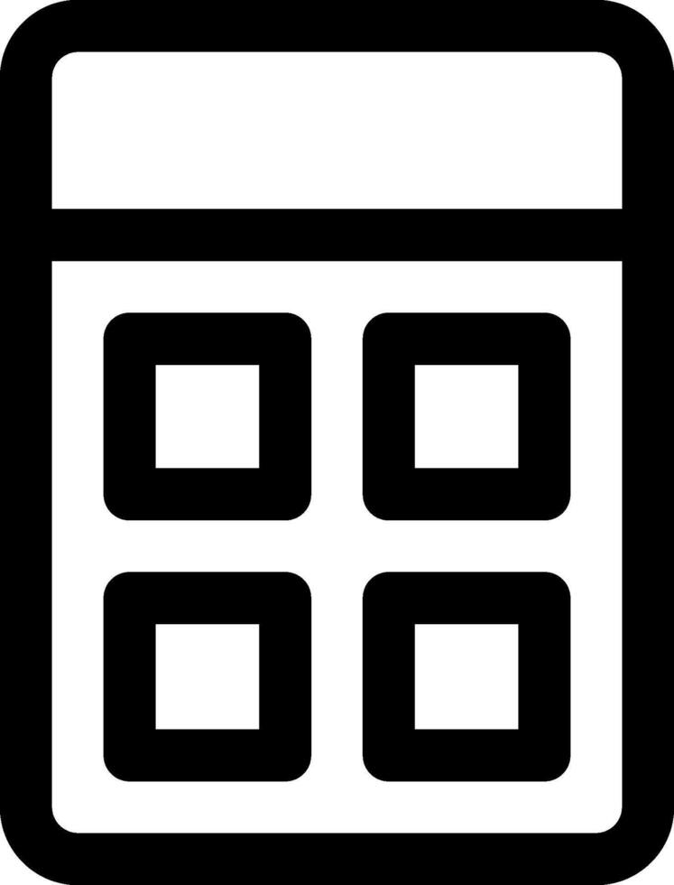 A black and white icon of a calculator vector