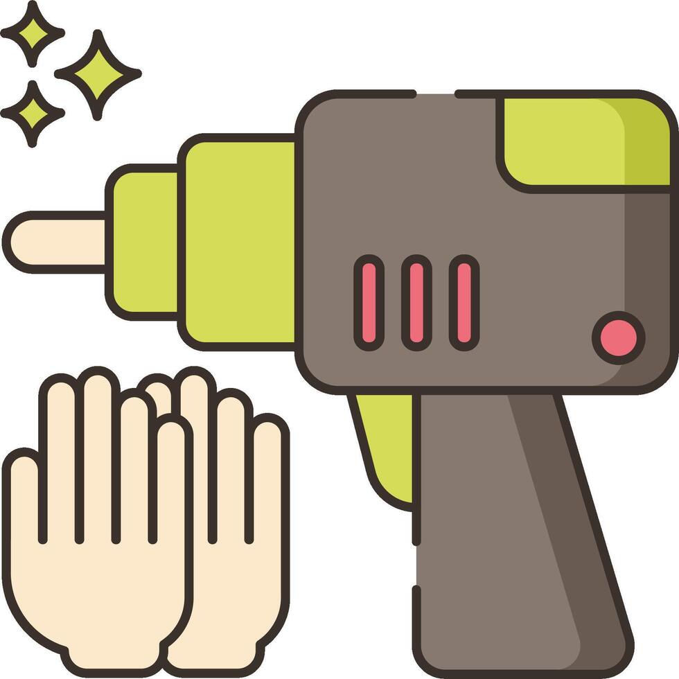 A drill and gloves with a star on them vector