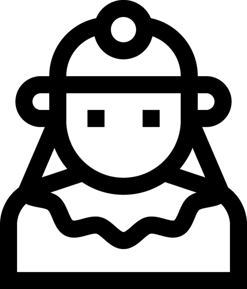 A black and white icon of a woman in a hat vector