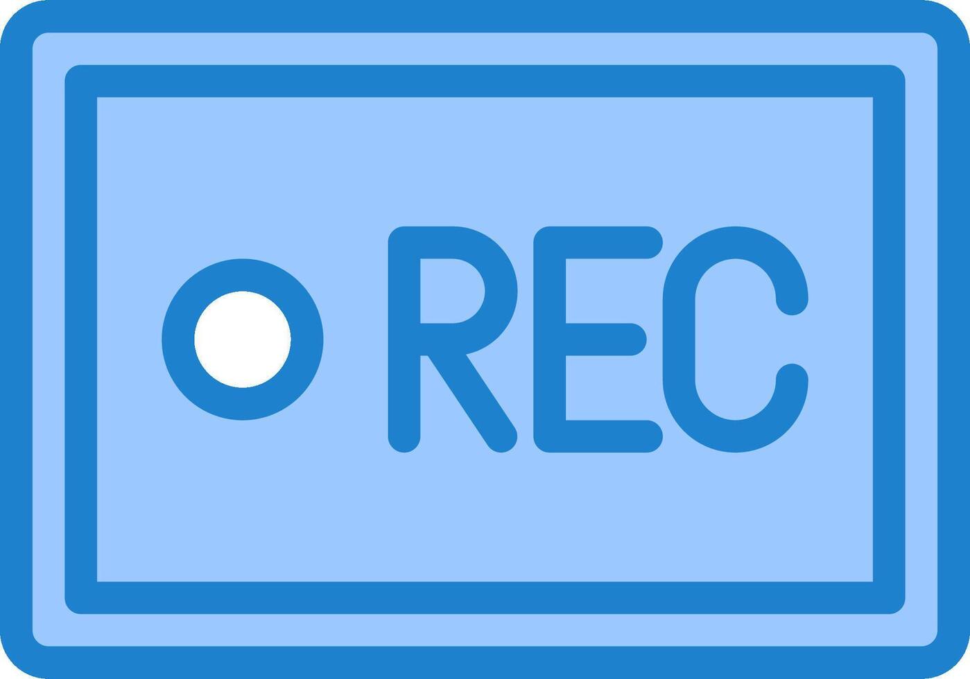 A blue button with the word rec on it vector
