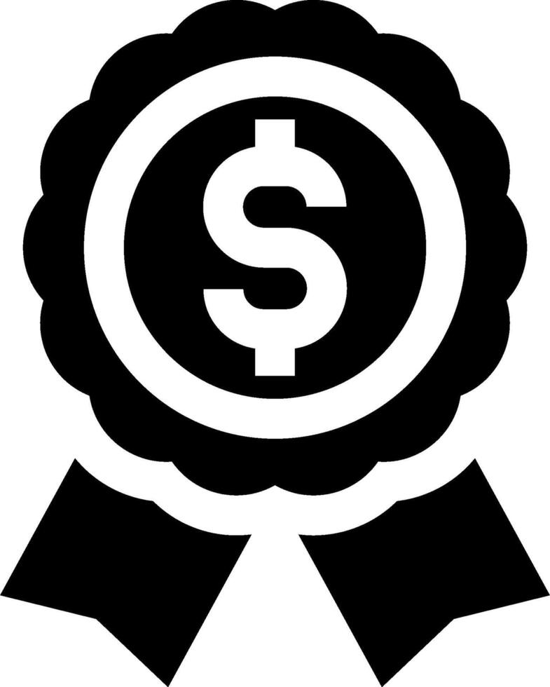 A black and white icon of a dollar sign vector
