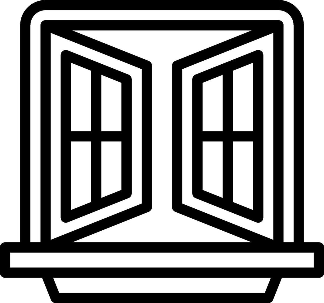 A black and white icon of a window vector