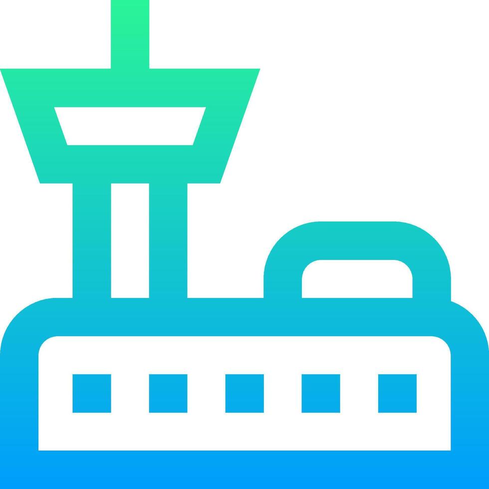 A blue and green icon of a boat vector