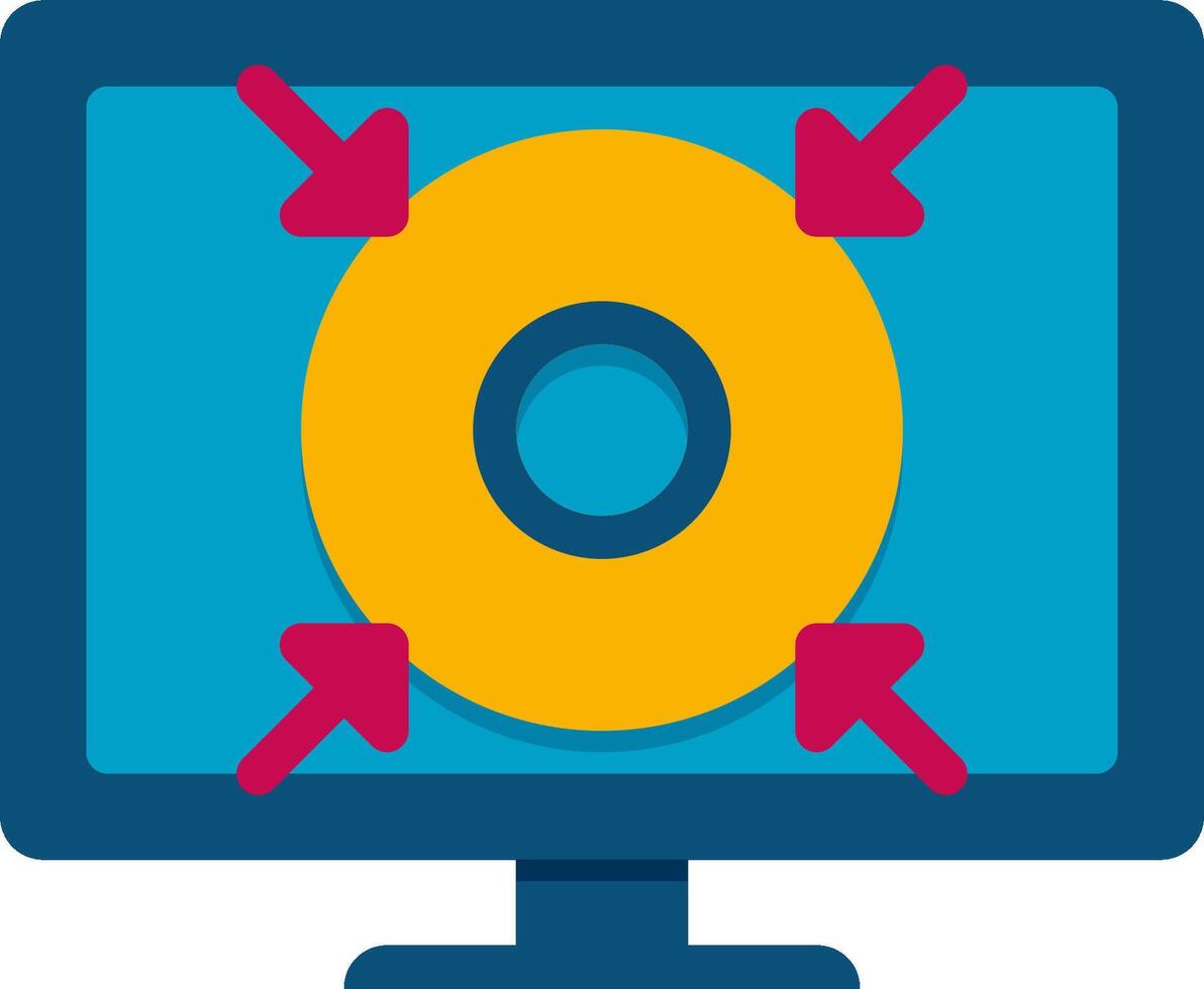 A computer monitor with a yellow disk on it vector