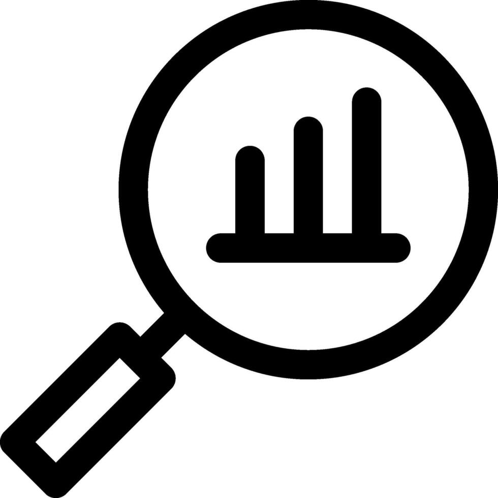 A magnifying glass icon with a bar chart vector