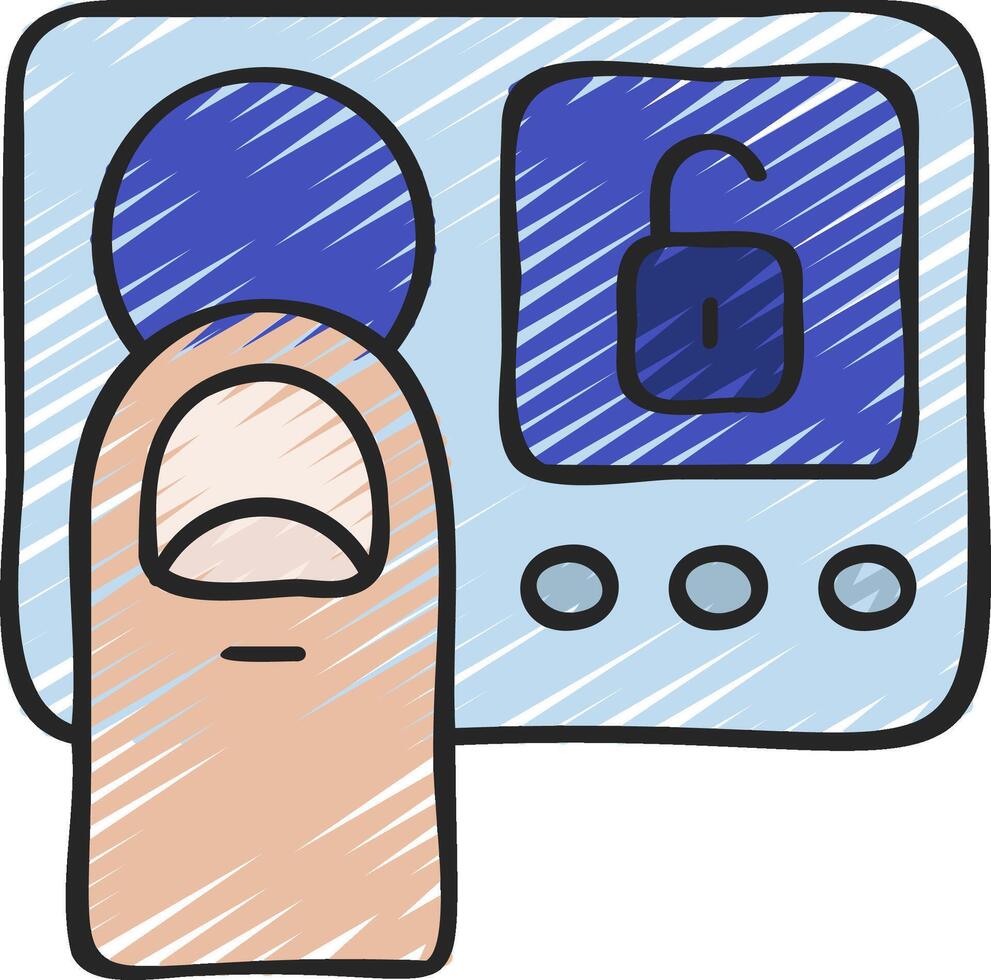 Finger touching a fingerprint reader on a computer screen vector