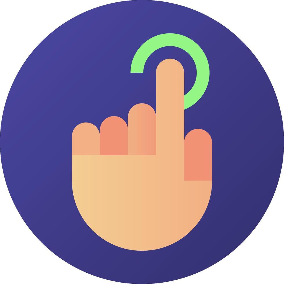 A hand touching a button with a green arrow vector