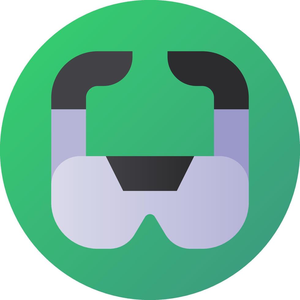 A green circle with a black and white image of a pair of glasses vector