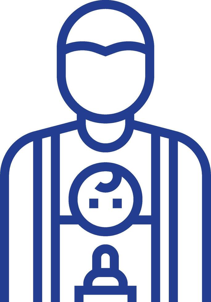 A blue icon of a man holding a baby vector