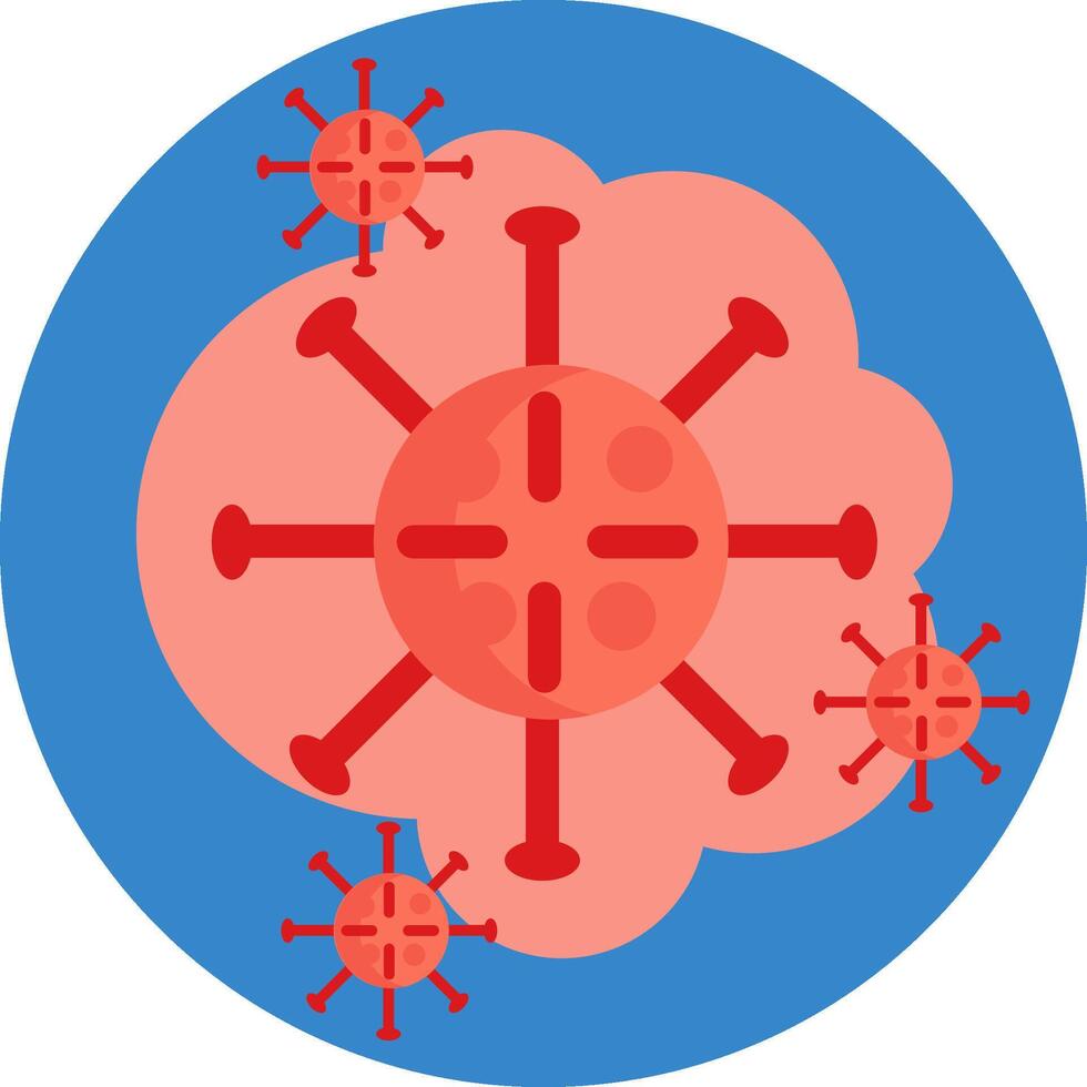 A red virus surrounded by four other viruses vector