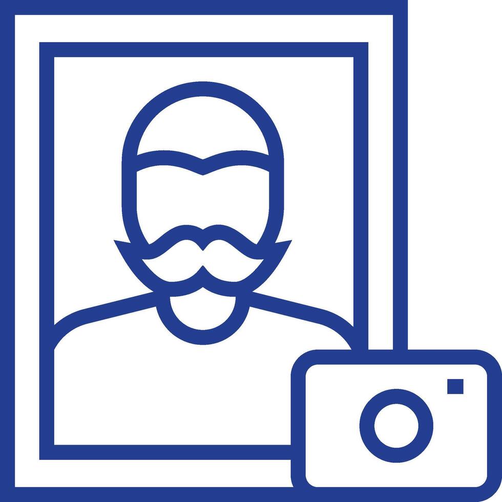 A blue and white photo of a man with a mustache vector