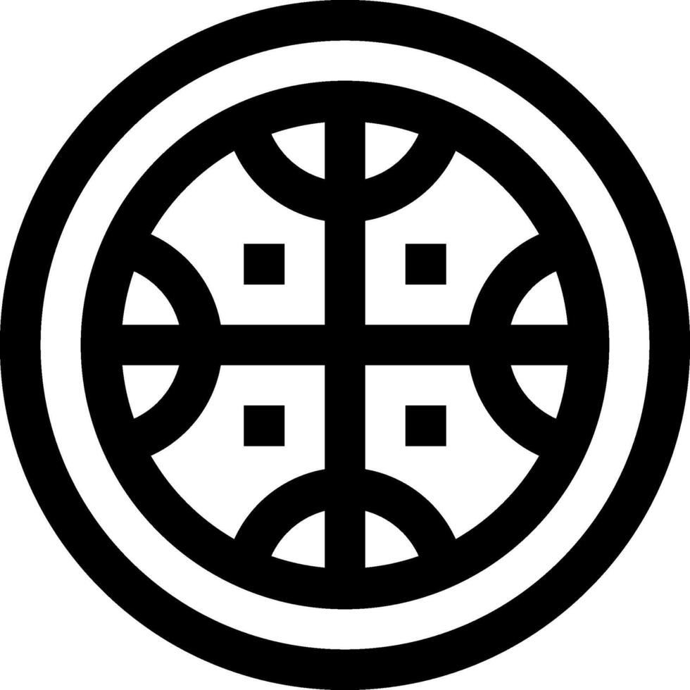 A black and white logo of a circle with a cross in it vector